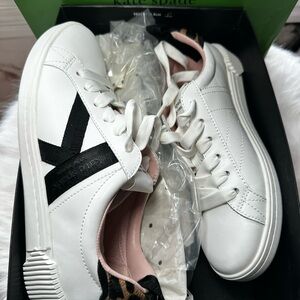 Kate Spade White and Black Logo Sneakers